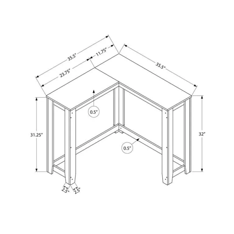 Accent table - 36" / dark taupe corner console - Monarch