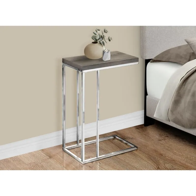 Accent table - dark taupe with chrome metal - Monarch