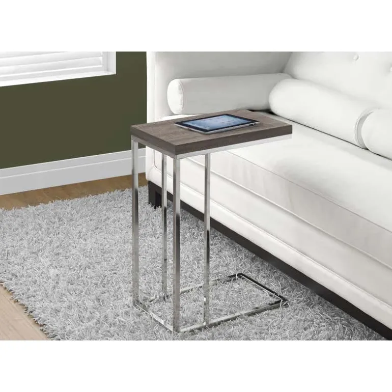 Accent table - dark taupe with chrome metal - Monarch