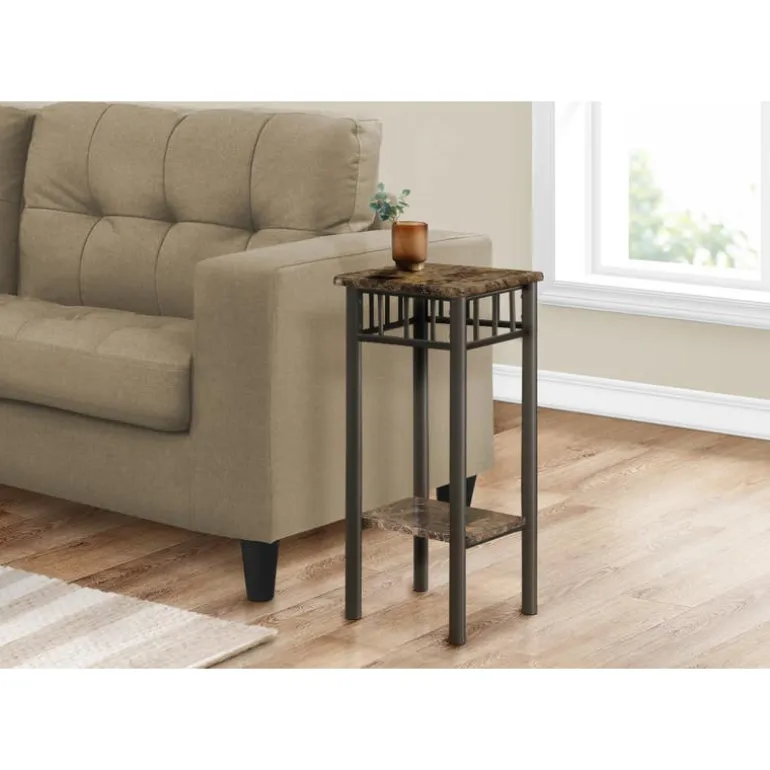 Accent table - espresso marble / bronze metal - Monarch