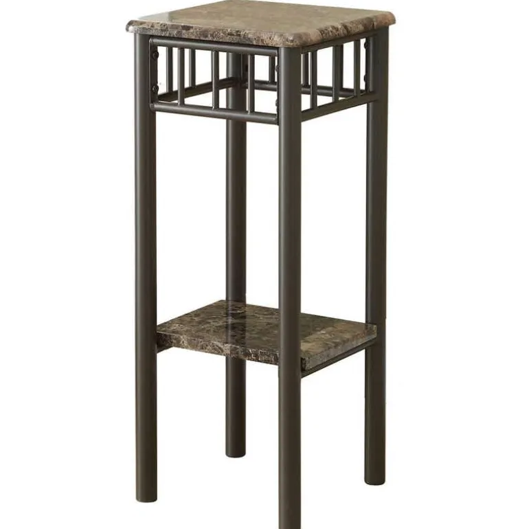 Accent table - espresso marble / bronze metal - Monarch