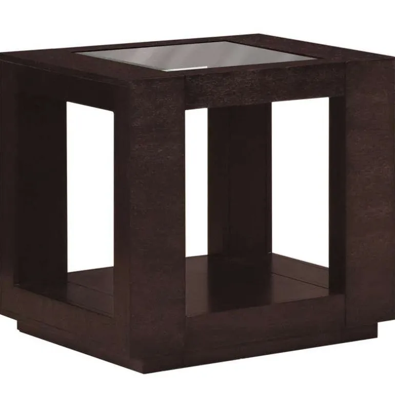 Accent table - espresso veneer with glass insert - Monarch