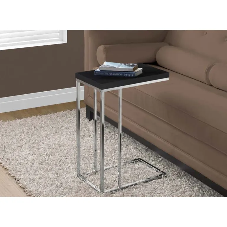 Accent table - espresso with chrome metal - Monarch