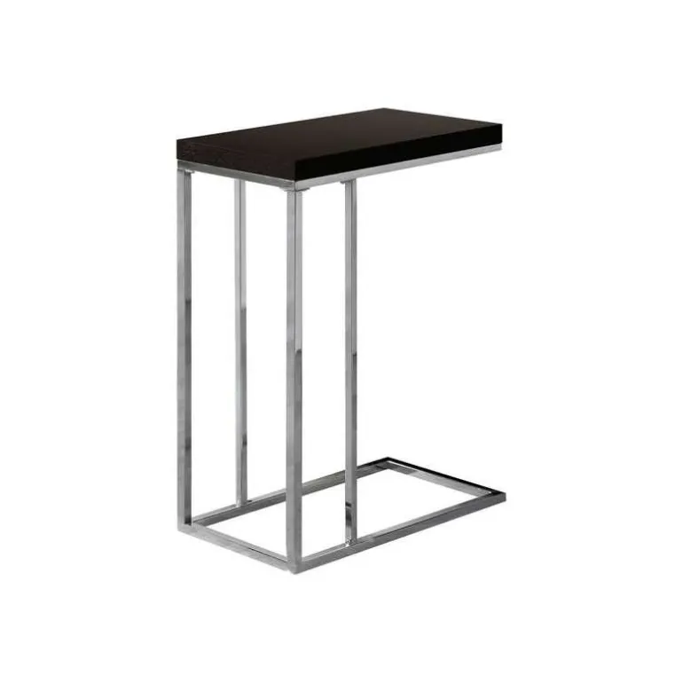 Accent table - espresso with chrome metal - Monarch