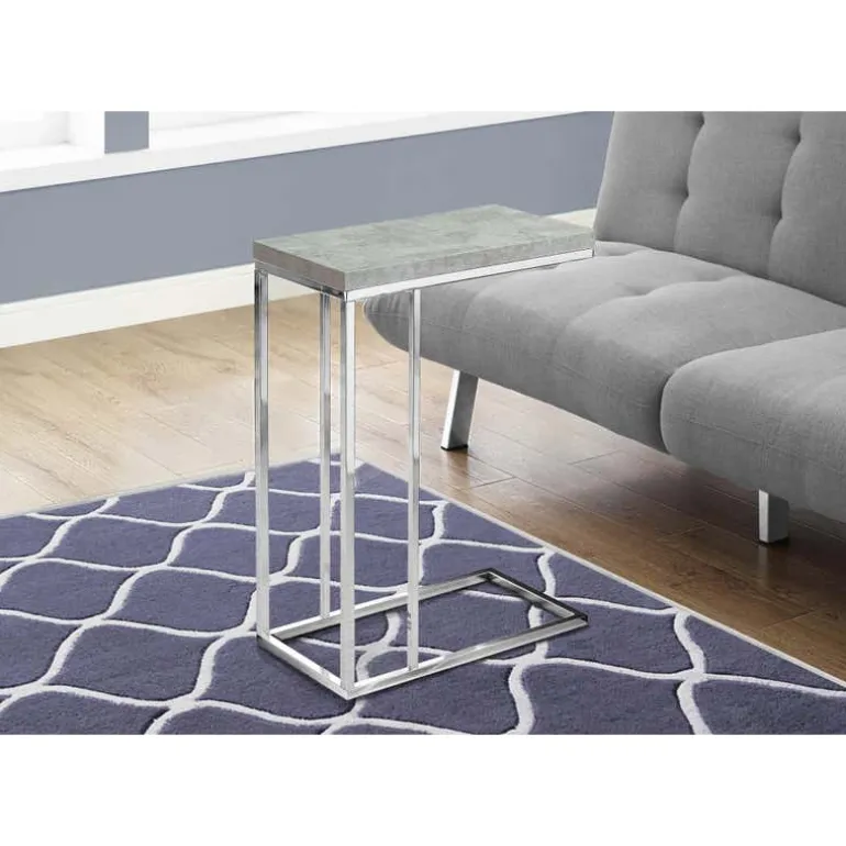 Accent table - grey cement with chrome metal - Monarch