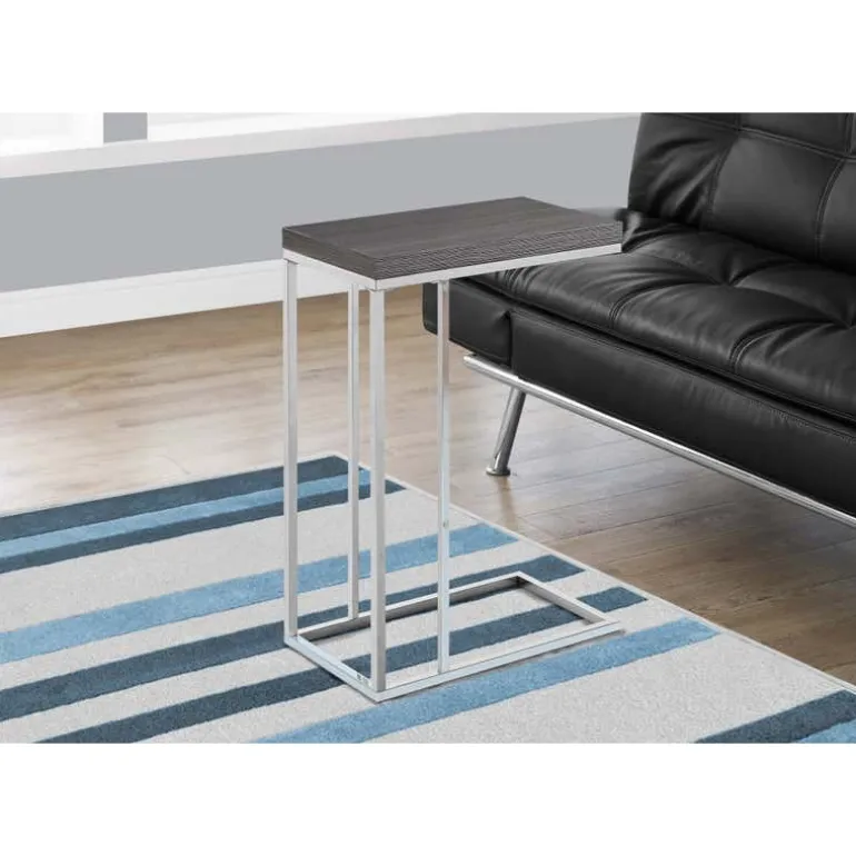 Accent table - grey with chrome metal - Monarch