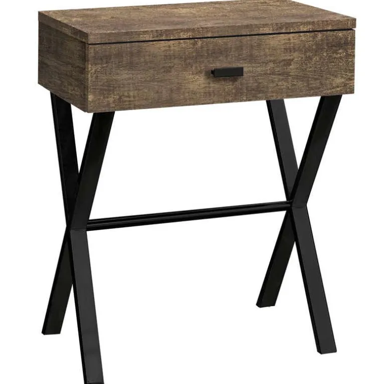 Accent table - 24"h / brown reclaimed wood / black metal - Monarch