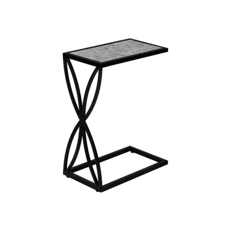 Accent table - 25"h / grey stone-look / black metal - Monarch