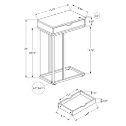 Accent table - 25"h / white marble / silver metal - Monarch