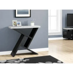 Accent table - 36"l / black / cement-look hall console - Monarch