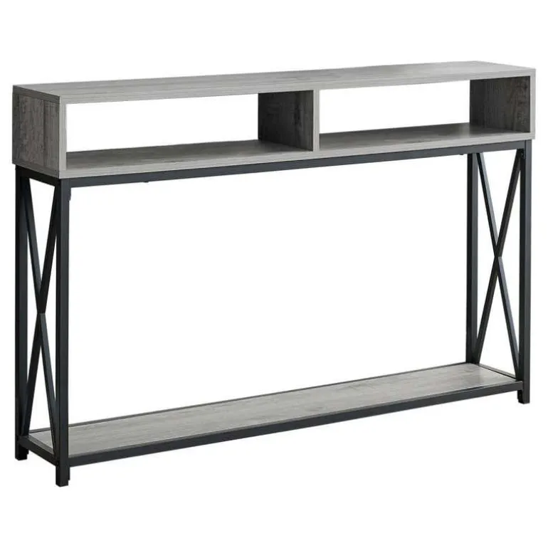 Accent table - 48"l / grey / black metal hall console - Monarch