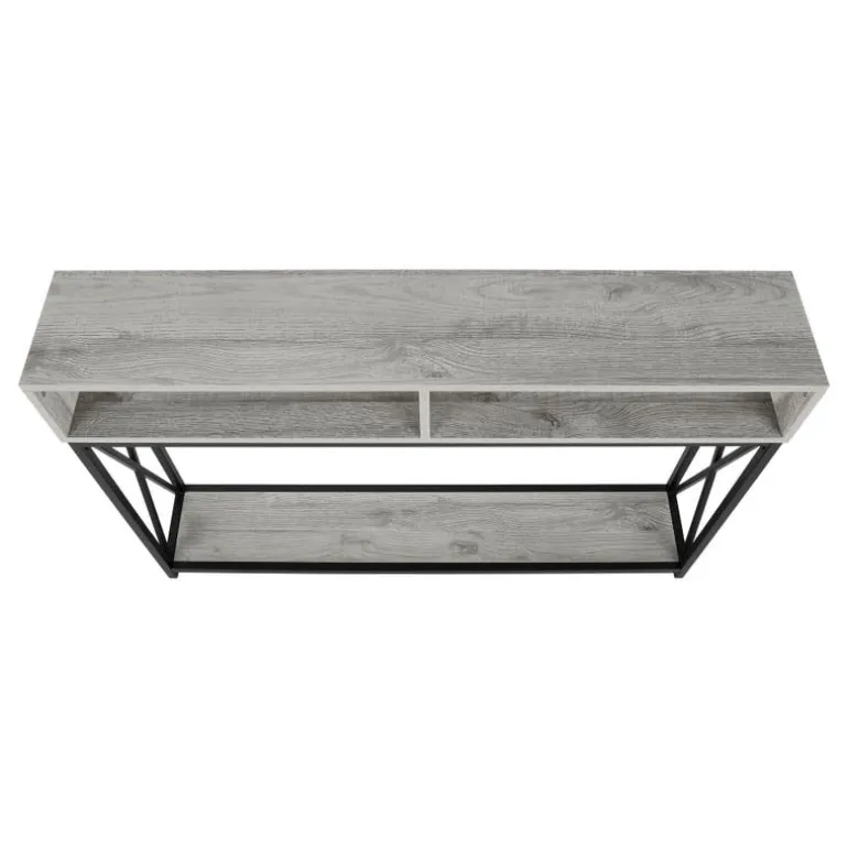 Accent table - 48"l / grey / black metal hall console - Monarch