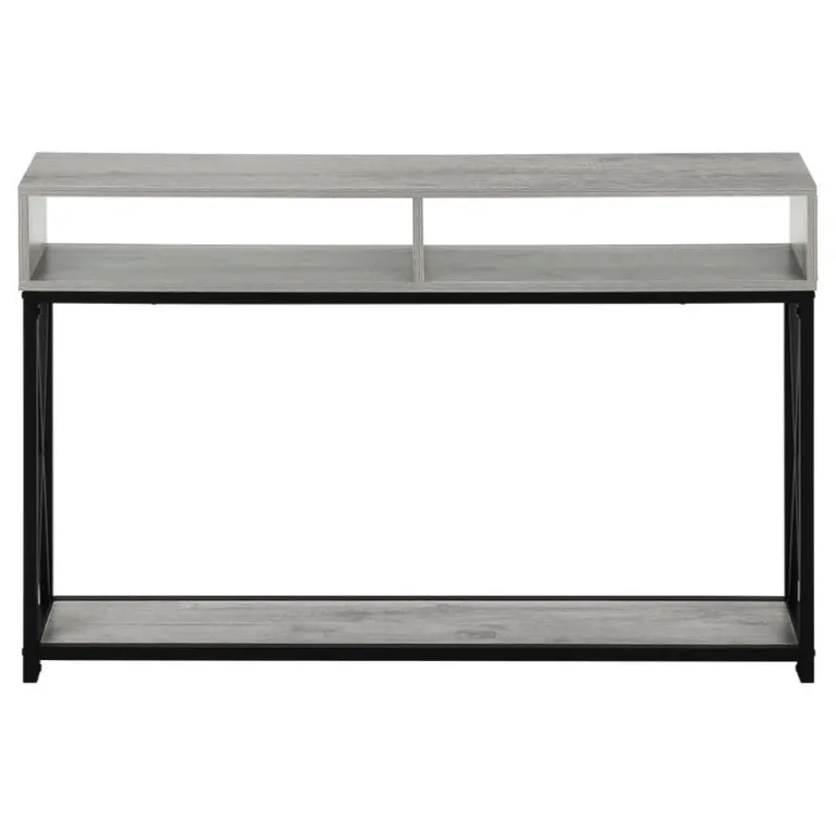 Accent table - 48"l / grey / black metal hall console - Monarch