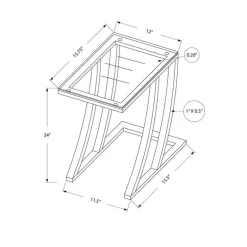 Accent table - silver metal with tempered glass - Monarch