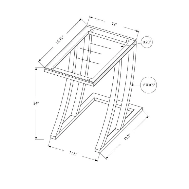 Accent table - silver metal with tempered glass - Monarch