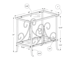 Accent table - silver metal with tempered glass - Monarch