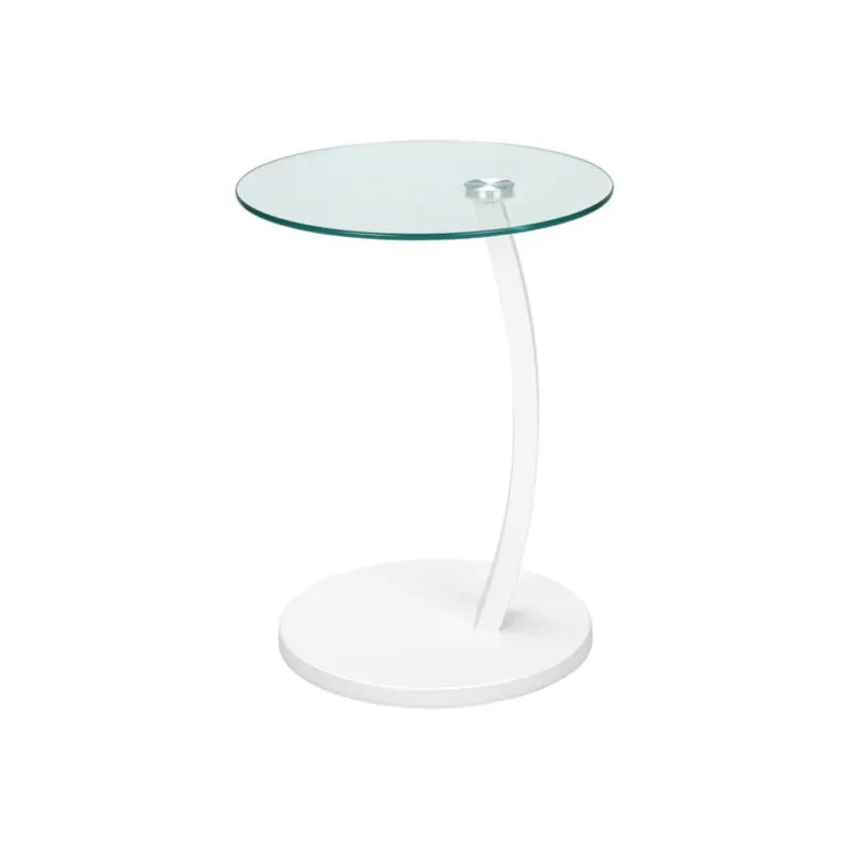 Accent table - white bentwood with tempered glass - Monarch
