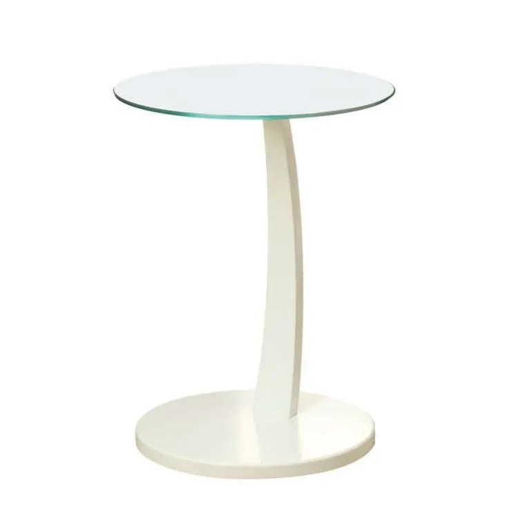 Accent table - white bentwood with tempered glass - Monarch