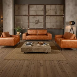 Armchair with Deep Seat and Square Armrests