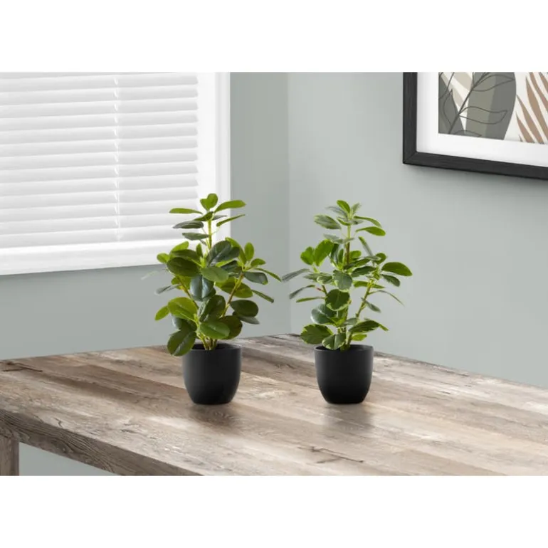 Artificial plant - 2pcs / 14"h ficus elastica in 4" pot