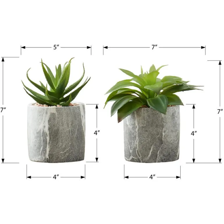 Artificial plant - 2pcs / 7"h succulent in 4" cement pot