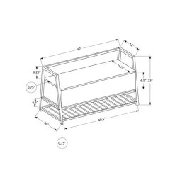 Bench - shoe rack / flip top storage - 42"l - grey wood-look / black metal - Monarch