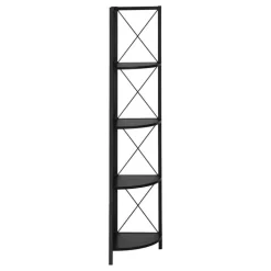 Bookcase - 4 tier corner etagere - metal frame x-design - 60