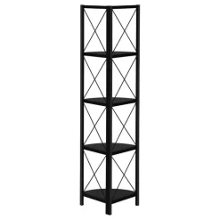 Bookcase - 4 tier corner etagere - metal frame x-design - 60