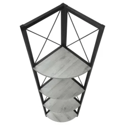 Bookcase - 4 tier corner etagere - metal frame x-design - 60