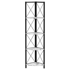 Bookcase - 4 tier corner etagere - metal frame x-design - 60