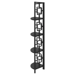 Bookcase - 62"h / black / black metal corner etagere - Monarch