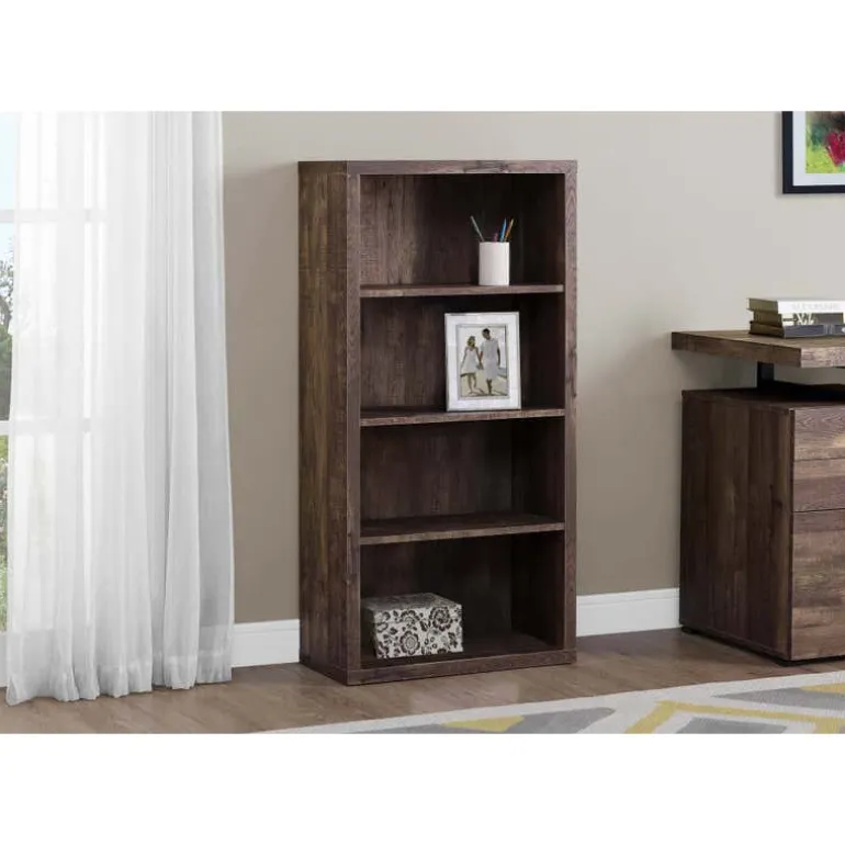 Bookcase - 48"h / brown reclaimed wood-look/ adj. shelves - Monarch