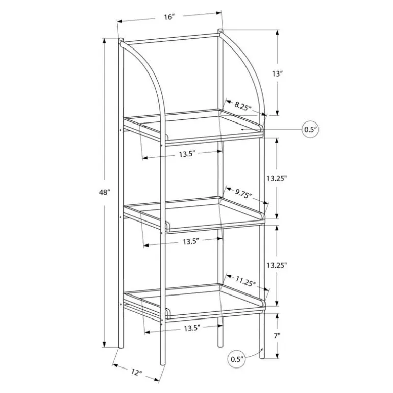 Bookcase - 48"h / dark taupe / black metal - Monarch