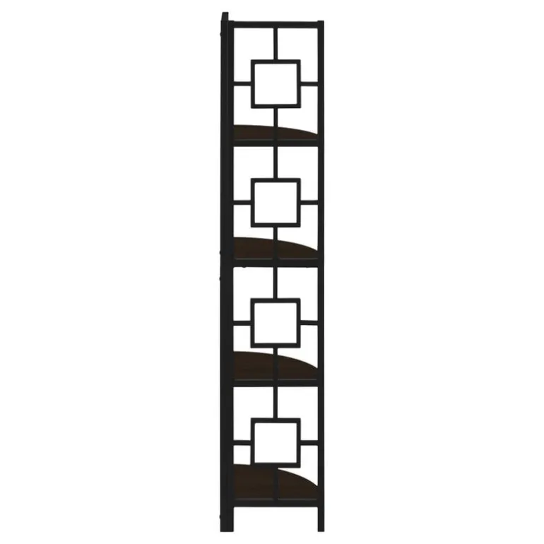 Bookcase - 62"h / espresso / black metal corner etagere - Monarch