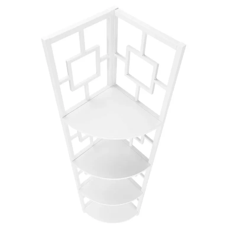 Bookcase - 62"h / white / white metal corner etagere - Monarch