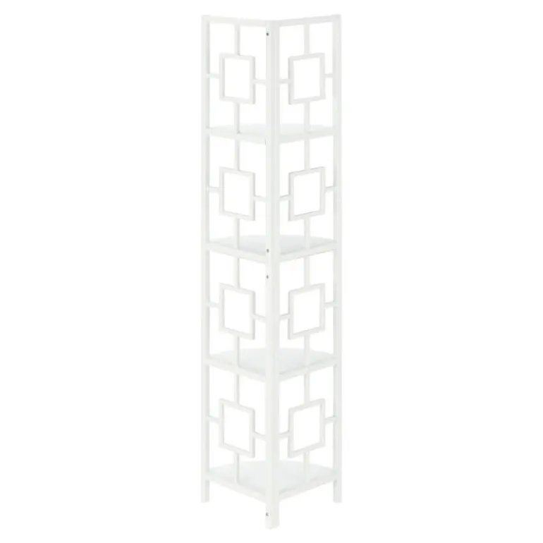 Bookcase - 62"h / white / white metal corner etagere - Monarch