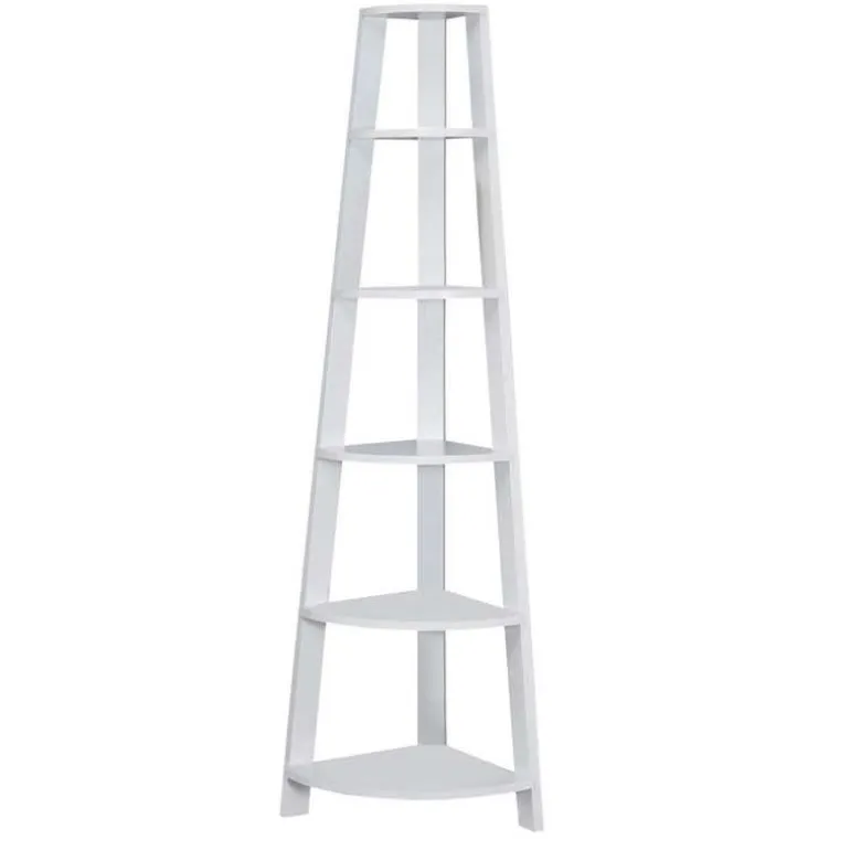 Bookcase - 72"h / white corner accent etagere - Monarch