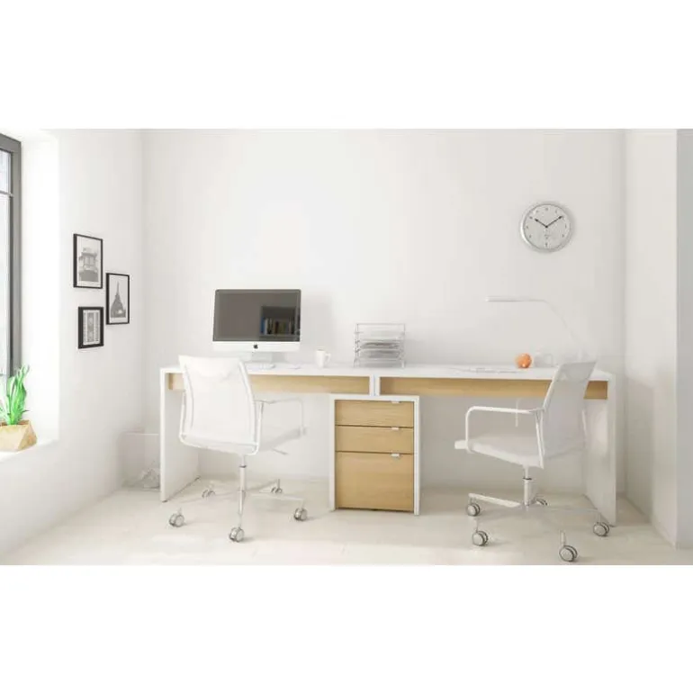 Chrono Filing Cabinet, 3-Drawer, White And Natural Maple - Nexera