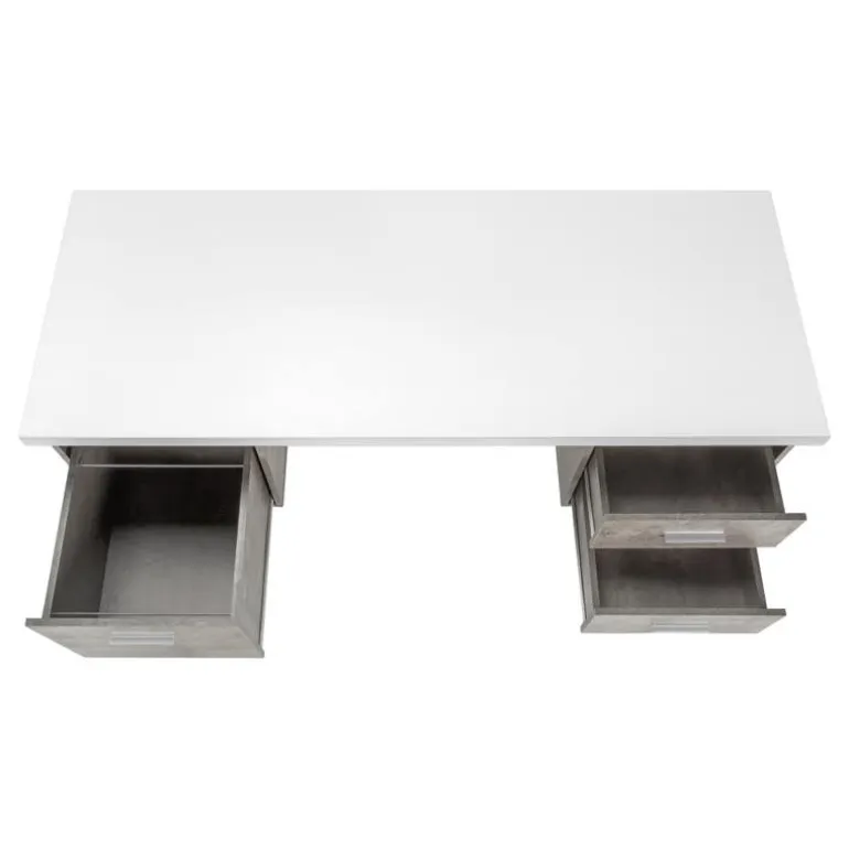 Computer desk - 3 storage drawers / reversible / floating desktop - 60"l - wh - Monarch