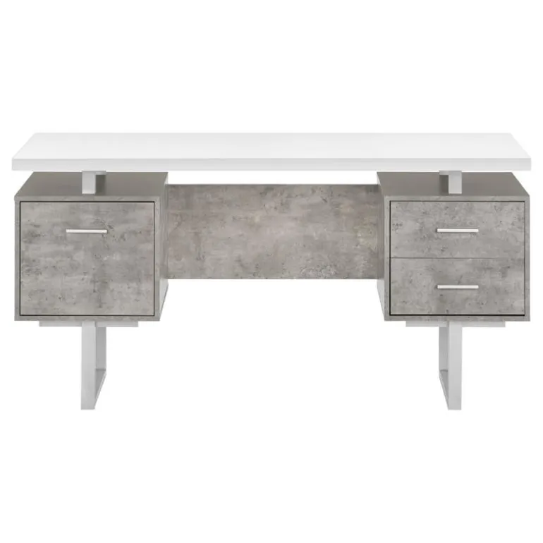 Computer desk - 3 storage drawers / reversible / floating desktop - 60"l - wh - Monarch