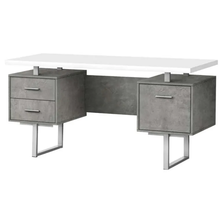 Computer desk - 3 storage drawers / reversible / floating desktop - 60"l - wh - Monarch