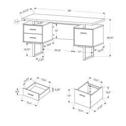 Computer desk - 3 storage drawers / reversible / floating desktop - 60"l - mo - Monarch