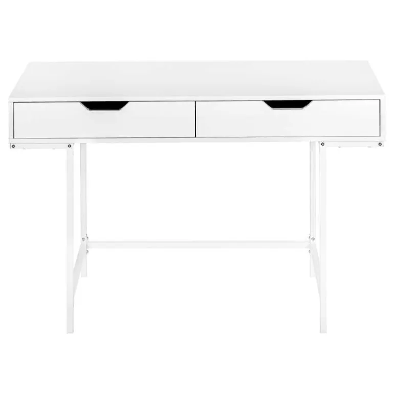 Computer desk - 2 storage drawers / recessed metal legs - 48"l - white / whit - Monarch