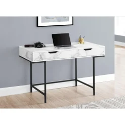 Computer desk - 2 storage drawers / recessed metal legs - 48