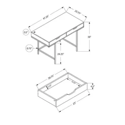 Computer desk - 2 storage drawers / recessed metal legs - 48"l - grey stone-l - Monarch