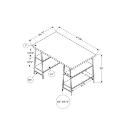 Computer desk - 3 tiers / 4 open shelves / sawhorse style - 48"l - grey wood- - Monarch