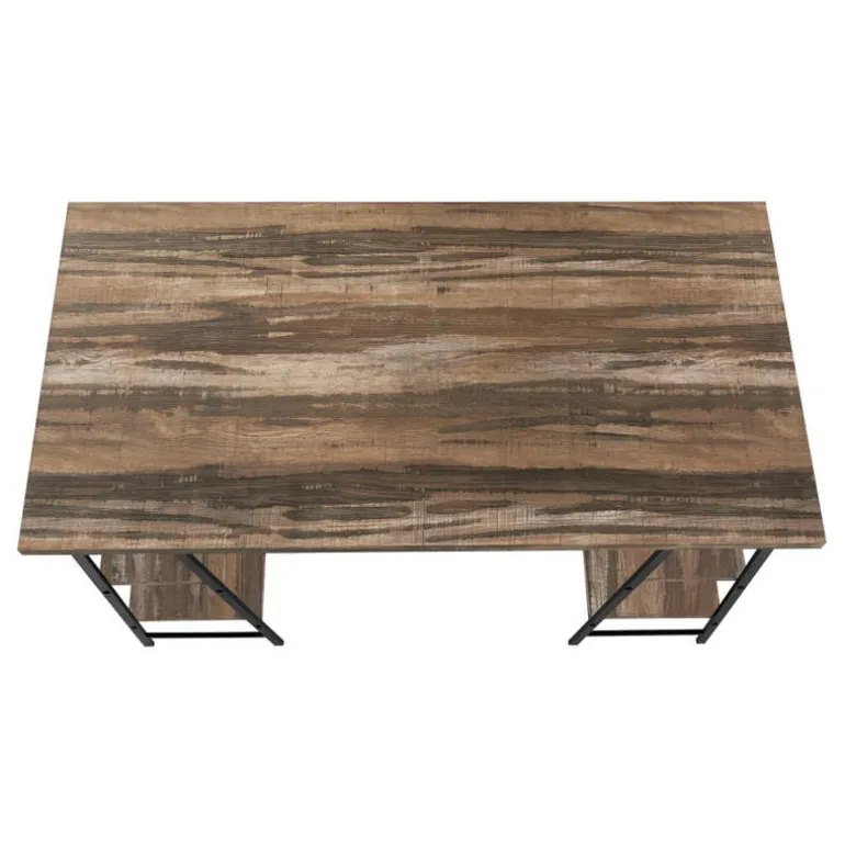 Computer desk - 3 tiers / 4 open shelves / sawhorse style - 48"l - brown recl - Monarch