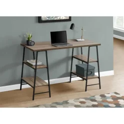 Computer desk - 3 tiers / 4 open shelves / sawhorse style - 48"l   dark taupe - Monarch