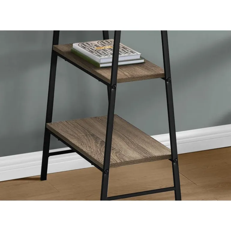 Computer desk - 3 tiers / 4 open shelves / sawhorse style - 48"l dark taupe - Monarch