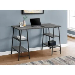 Computer desk - 3 tiers / 4 open shelves / sawhorse style - 48